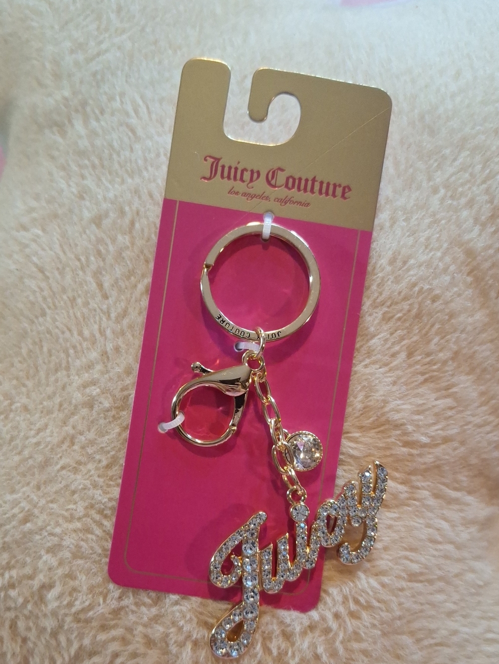 Juicy Couture Gold-tone Crystal 'Juicy' Keychain Charm
